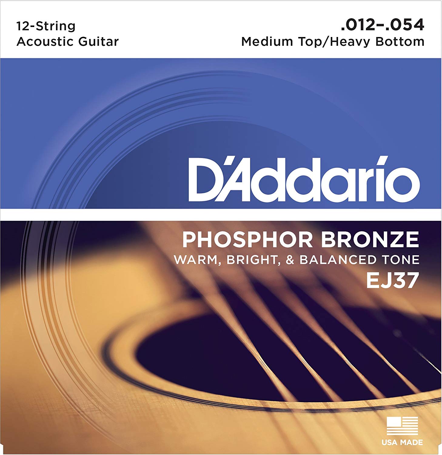 D Addario EJ37 12 String Phosphor Bronze Acoustic Guitar Strings Medium